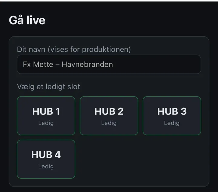Join-siden på telefonen hvor journalisten vælger et ledigt slot