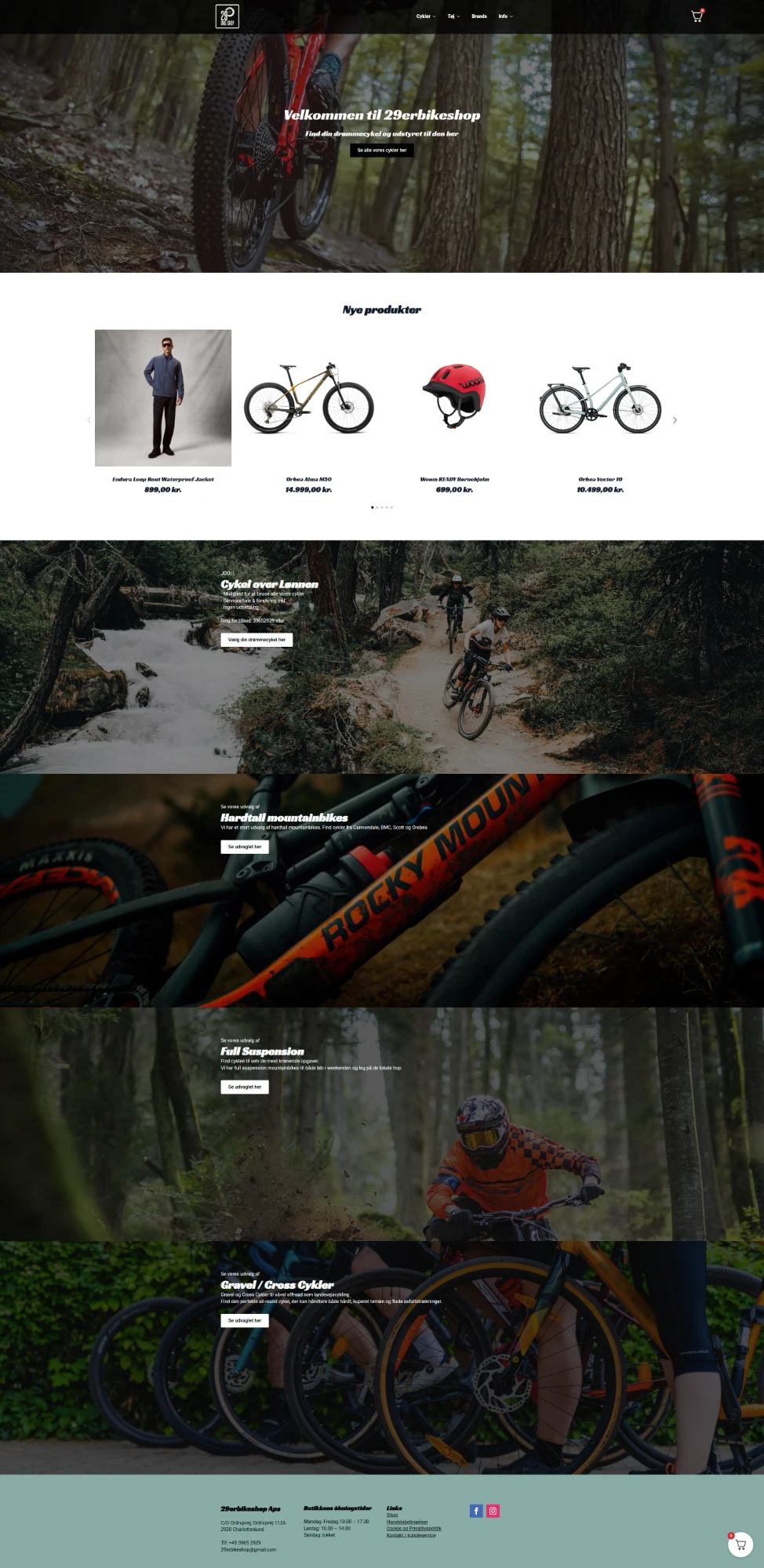 Screenshot af 29er Bikeshop (29erbikeshop.dk)